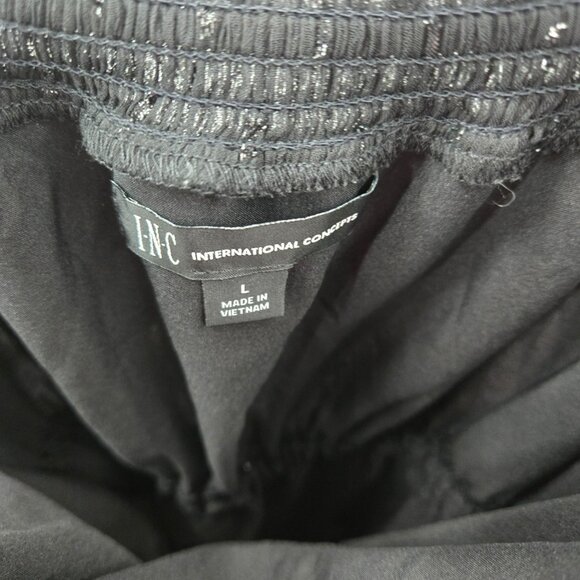 INC Black Swiss Dots Square Neck Ruffled Lined Belt Midi Dress Size Large - Picture 9 of 14